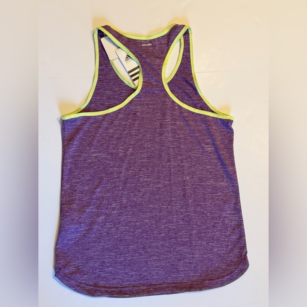 Adidas Climalite Tank “Baby Bro”Purple Heather with bright yellow trim - Picture 5 of 11